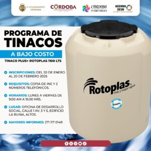 Desarrollo Social invita al Programa de Tinacos a Bajo Costo