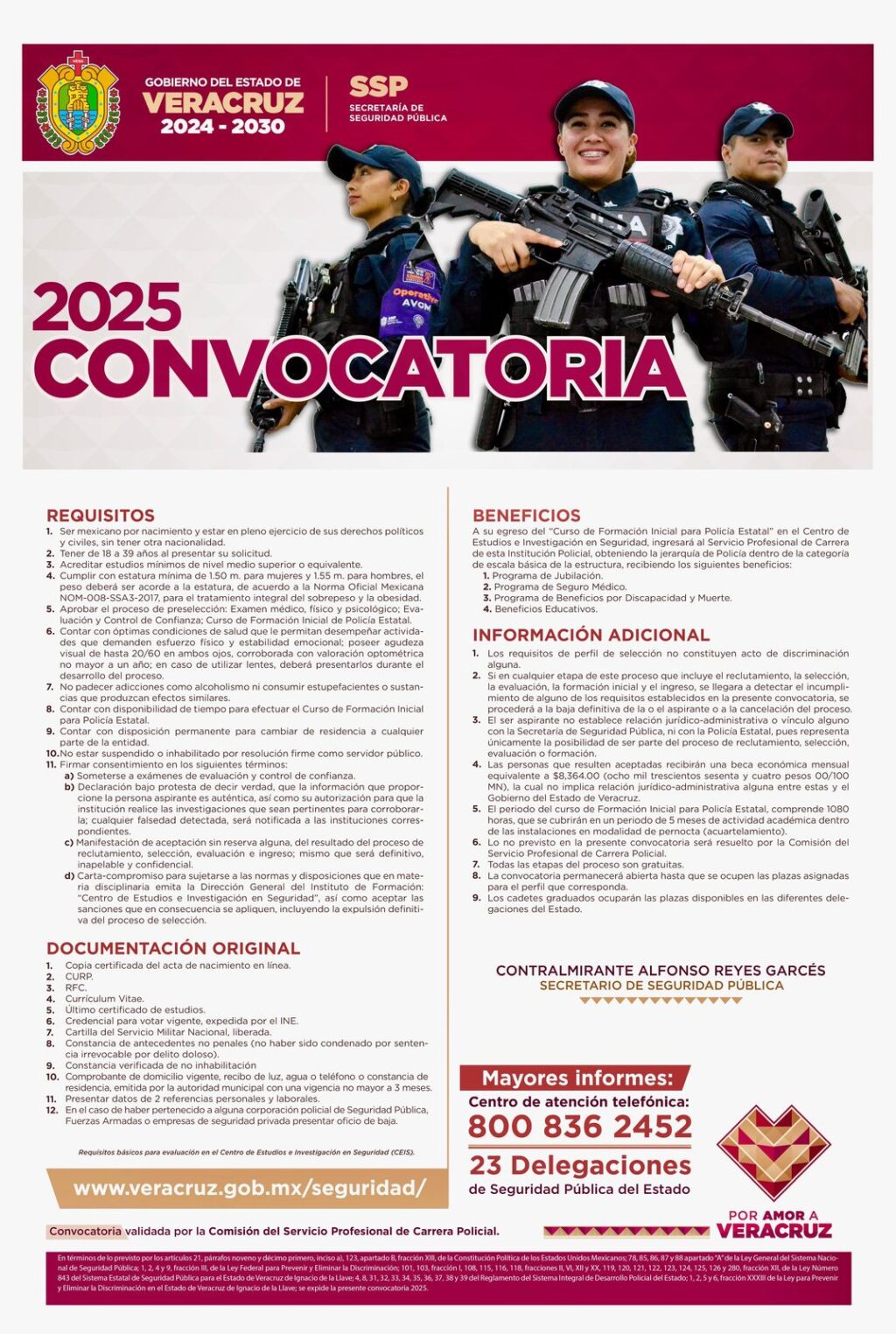 Seguridad y estabilidad laboral: convocatoria abierta para la Policía Estatal de Veracruz