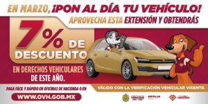 Se amplía a marzo el descuento del 7% en derechos vehiculares y subsidios fiscales 